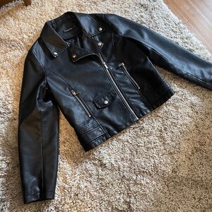 Black Vegan Leather Biker Jacket